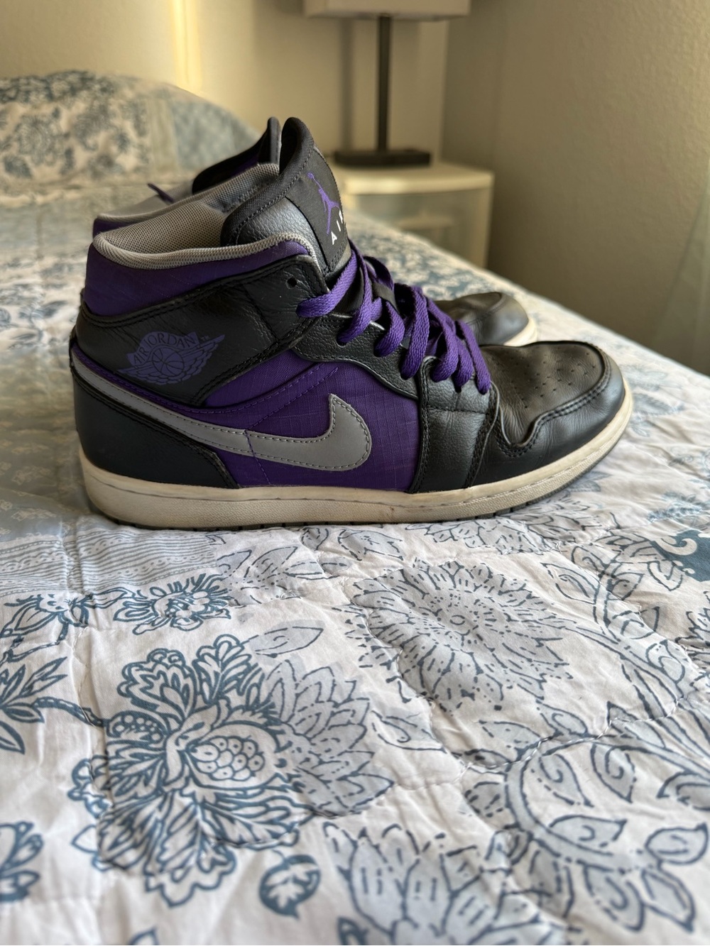 Air Jordan Women’s High-Top Sneakers in Purple, Black, and Gray